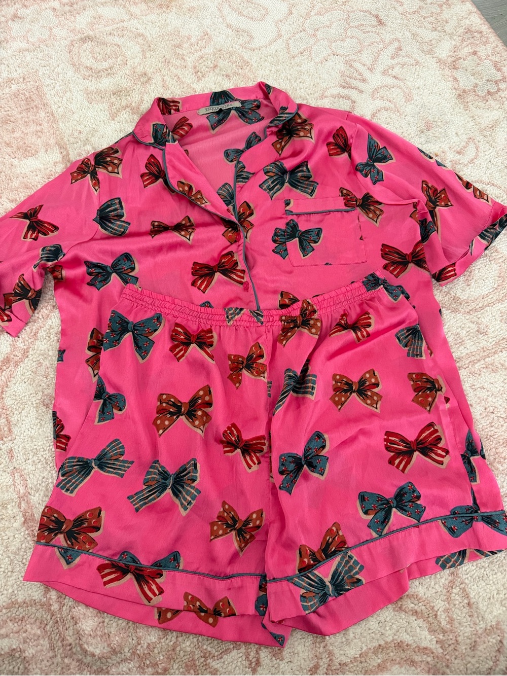 Their Nibs - Pink Bow Print Pajama Set